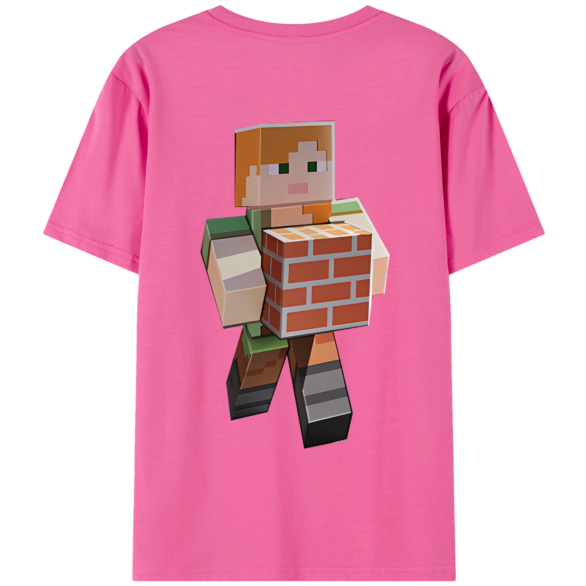 （画像用） マインクラフト ブロックの世界 Minecraft MC Block world レディース半袖Tシャツ(バックプリント)